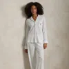 Polo Ralph Lauren Stretch Silk Long-sleeve Pyjama Set In White Cloud