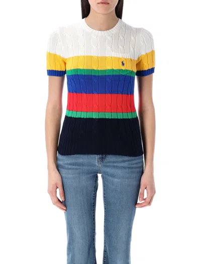 POLO RALPH LAUREN POLO RALPH LAUREN STRIPED CABLE SHORT-SLEEVE JUMPER