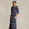 Polo Ralph Lauren Knit Striped Jumper Dress In Blue