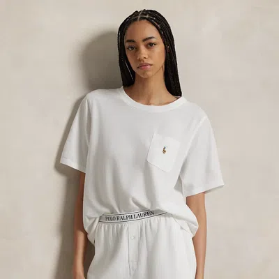Polo Ralph Lauren Knit Tee & Boxer Short Pajama Set In White Cloud
