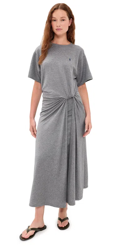 Polo Ralph Lauren Knit T-shirt Dress Cobblestone Heather In Gray