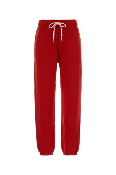 Polo Ralph Lauren Knitted Jogging Pants With Elastic Waistband And Iconic Pony In Red