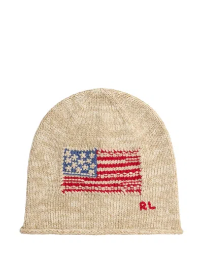 Polo Ralph Lauren Knitted Beanie Hat In Brown