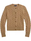 Polo Ralph Lauren Wool And Cashmere Cable Cardigan In 褐色