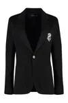 Polo Ralph Lauren Embroidered-logo Single-breasted Blazer In Black