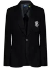 Polo Ralph Lauren Embroidered-logo Single-breasted Blazer In Black