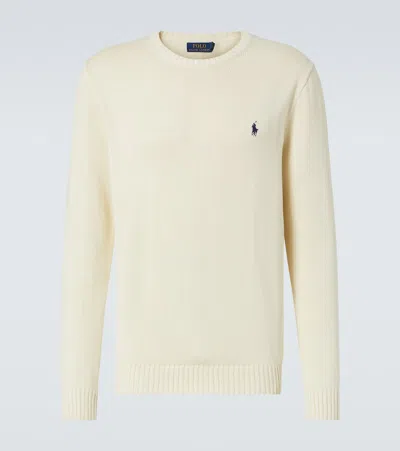 Polo Ralph Lauren Knitted Cotton Sweater In Beige