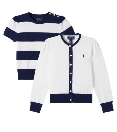 Polo Ralph Lauren Kids' Knitted Cotton Top And Cardigan Set In Multi