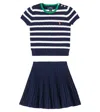 Polo Ralph Lauren Ralph Lauren Striped Cotton Sweater & Skirt Set In Blue