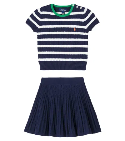 POLO RALPH LAUREN KNITTED COTTON TOP AND SKIRT SET