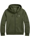 Polo Ralph Lauren Double Knit Cotton Blend Zip Hoodie In Green