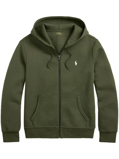 Polo Ralph Lauren Double Knit Cotton Blend Zip Hoodie In Alpine Heather