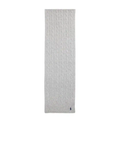 Polo Ralph Lauren Knitted Logo Scarf In Gray