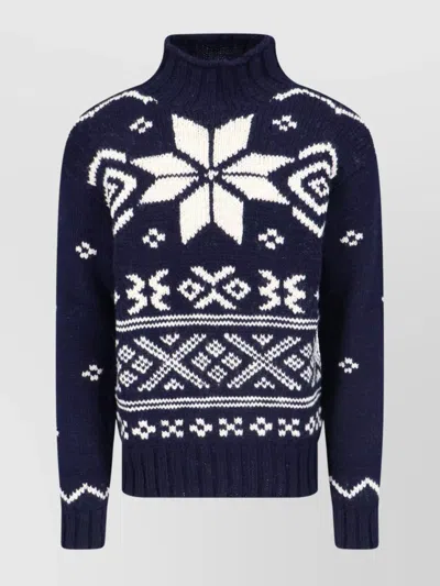 POLO RALPH LAUREN KNITTED PATTERN CREWNECK SWEATER WITH RIBBED FINISH
