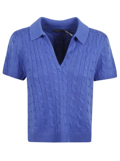 Polo Ralph Lauren Knitted Polo Shirt In Blue