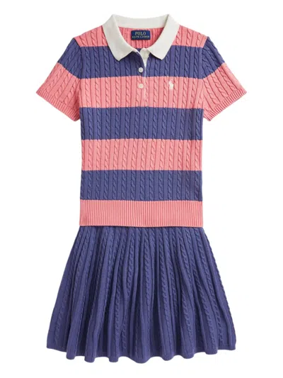 POLO RALPH LAUREN KNITTED STRIPED POLO SHIRT AND DRESS SET