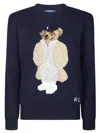 Polo Ralph Lauren Knitted Pullover Sweater With Embroidered Teddy Bear In Blue