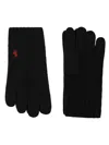 Polo Ralph Lauren Mens Brand-print Wool Gloves Polo Black In Black
