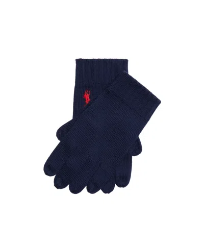 Polo Ralph Lauren Knitted Warm Gloves In Blue