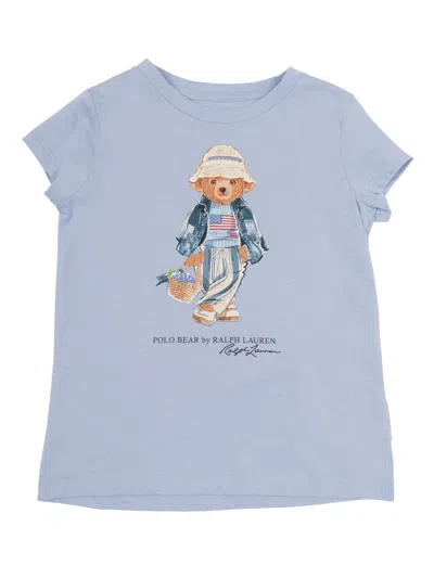 Polo Ralph Lauren Bear Polo Shirt In Cotton Jersey In Blue