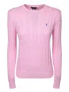 Polo Ralph Lauren Cable Knit Crew Neck Sweater Knitwear Rose In Pink