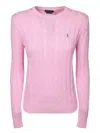 Polo Ralph Lauren Cable Knit Crew Neck Sweater Knitwear Rose In Pink