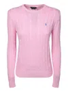Polo Ralph Lauren Cable Knit Crew Neck Sweater Knitwear Rose In Pink
