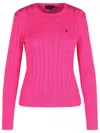 Polo Ralph Lauren Fuchsia Wool Blend Sweater In Pink