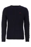 Polo Ralph Lauren Cable Knit Sweater With Ribbed Finish In Blue