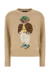 Polo Ralph Lauren Beige Cotton Polo Bear Jumper In Brown