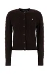 Polo Ralph Lauren Cable Knit Wool Cashmere Cardigan In Brown