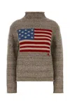 Polo Ralph Lauren Wool-blend Embroidered Flag Sweater In Brown