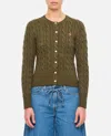 Polo Ralph Lauren Cable-knit Cardigan With Intricate Patterns And Cropped Design In Green
