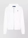 Polo Ralph Lauren Zip-up White Sweater With Classic Hood And Front Pocket In Black