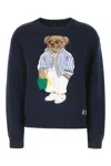 Polo Ralph Lauren Polo Bear Cotton Crewneck Jumper In Hunter Navy Multi