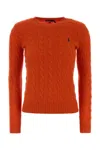 Polo Ralph Lauren Cable Knit Pullover With Ribbed Finish In Orange