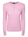 Polo Ralph Lauren Embroidered-logo Cable-knit Jumper In Pink