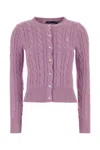 Polo Ralph Lauren Lilac Cotton Cardigan In Purple