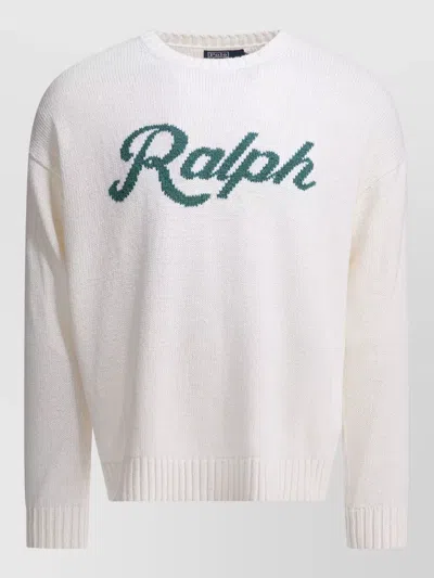 Polo Ralph Lauren Knitwear Sweater Ribbed Hem Cuff Detail In White