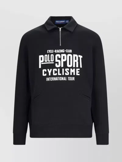 POLO RALPH LAUREN KNITWEAR WITH RIBBED CUFFS AND EMBROIDERED PATCH