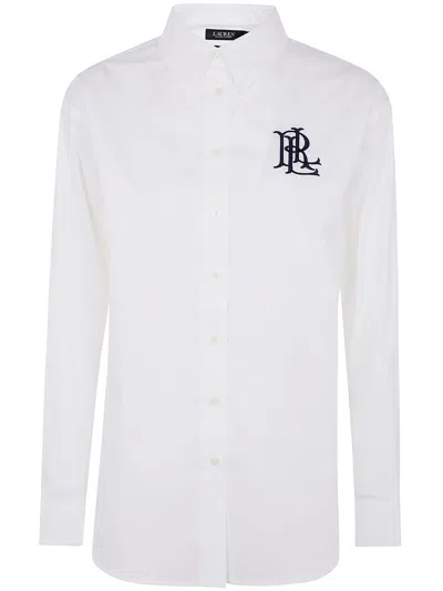Polo Ralph Lauren Kotta Long Sleeves Cutton Front Shirt In Bianco Bianco