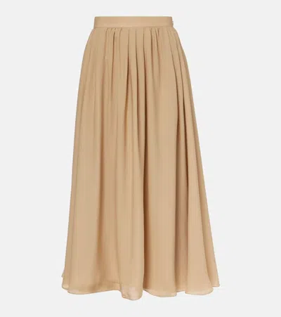 Polo Ralph Lauren Kynlee Pleated Silk Georgette Midi Skirt In Lux Tan