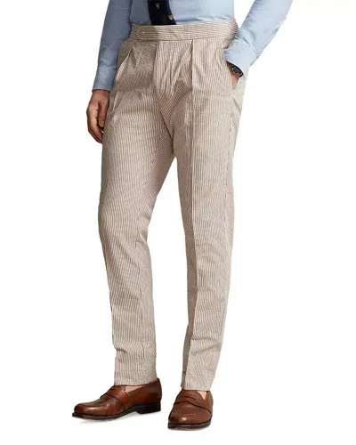 Pre-owned Polo Ralph Lauren L92810 Mens Brown Cotton Seersucker Suit Trousers Size 38