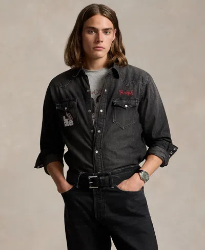Polo Ralph Lauren La28 Olympic Denim Western Shirt In Black