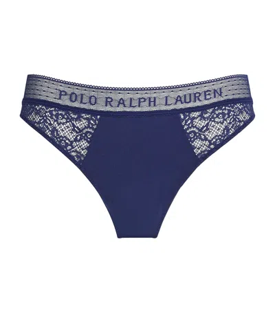 Polo Ralph Lauren Lace-detail Bikini Briefs In Navy