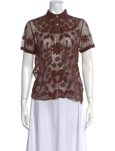 Pre-owned Polo Ralph Lauren Lace Pattern Crew Neck Sweater In Brown