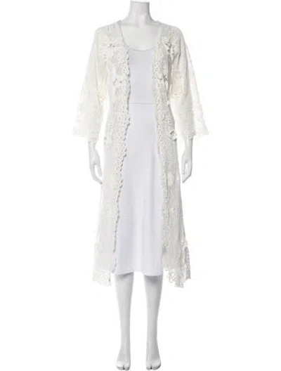 Pre-owned Polo Ralph Lauren Lace Pattern Jacket In White