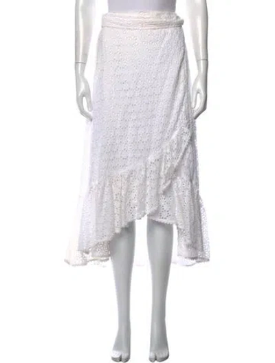 Pre-owned Polo Ralph Lauren Lace Pattern Long Skirt In White