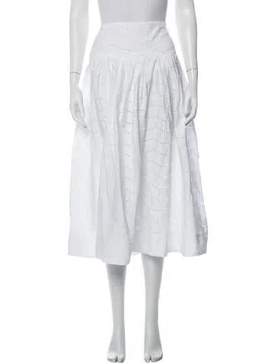 Pre-owned Polo Ralph Lauren Lace Pattern Midi Length Skirt W/ Tags In White