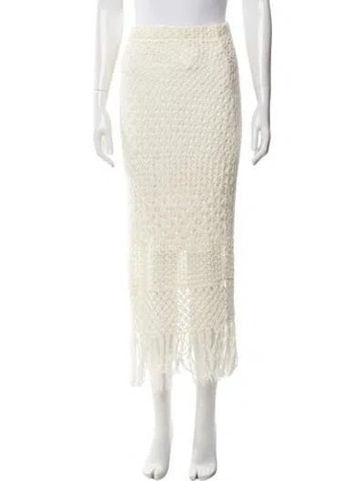 Pre-owned Polo Ralph Lauren Lace Pattern Midi Length Skirt In White